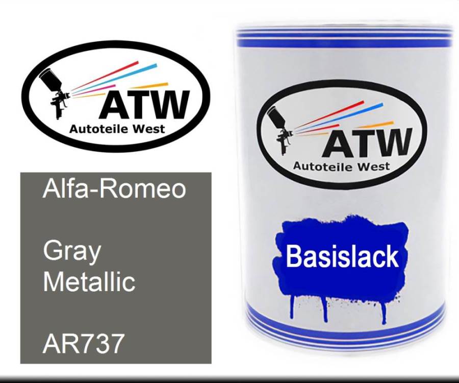 Alfa-Romeo, Gray Metallic, AR737: 500ml Lackdose, von ATW Autoteile West.